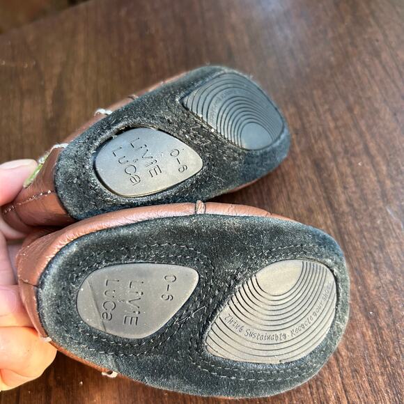 Livie and Luca 0-6 month leather shoes booties mushrooms - Picture 6 of 7